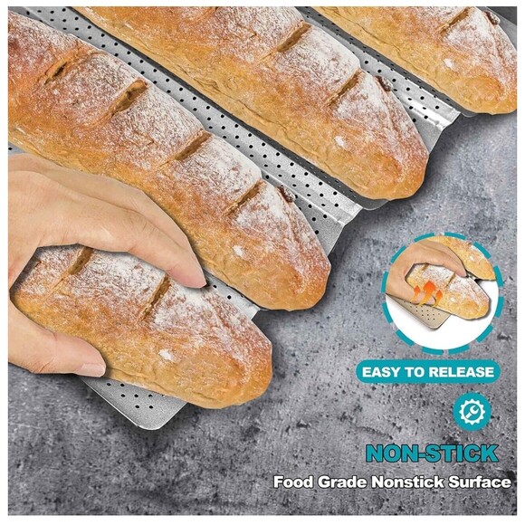 Anaeat Nonstick Perforated French Bread Baking Pan, 15"X 13" , Silver NEW - Picture 7 of 9